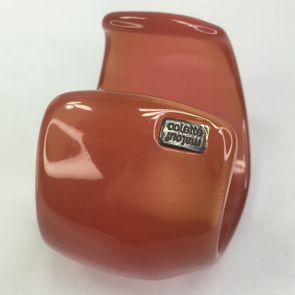 Colette Malouf Resin Cuff clear orange cut out - Picture 3 of 6